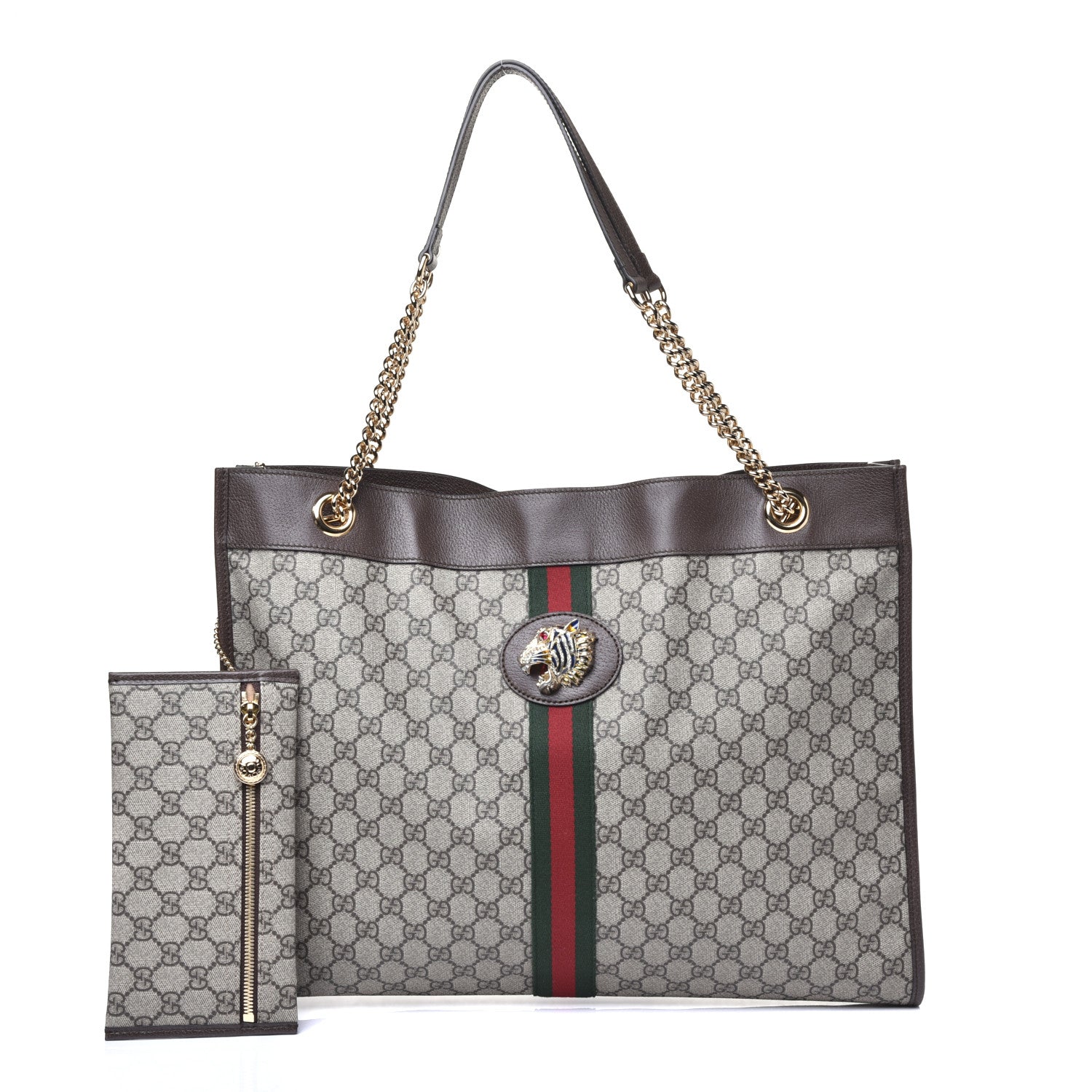 Gucci GG Supreme Monogram Large Rajah Chain Tote Beige New Acero 1 of 10