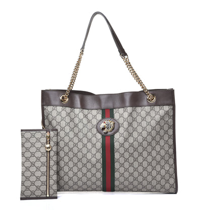 Gucci GG Supreme Monogram Large Rajah Chain Tote Beige New Acero 1 of 10