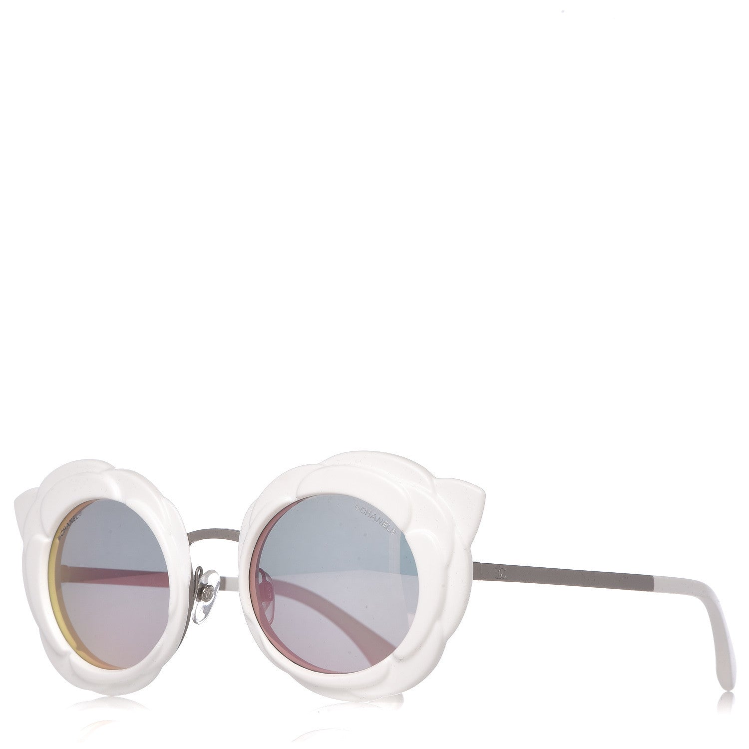 Chanel Round Camellia Sunglasses 71198 White 1 of 7