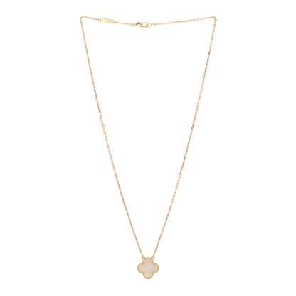 Van Cleef & Arpels 18K Yellow Gold Mother of Pearl Vintage Alhambra Pendant Necklace 3 of 6