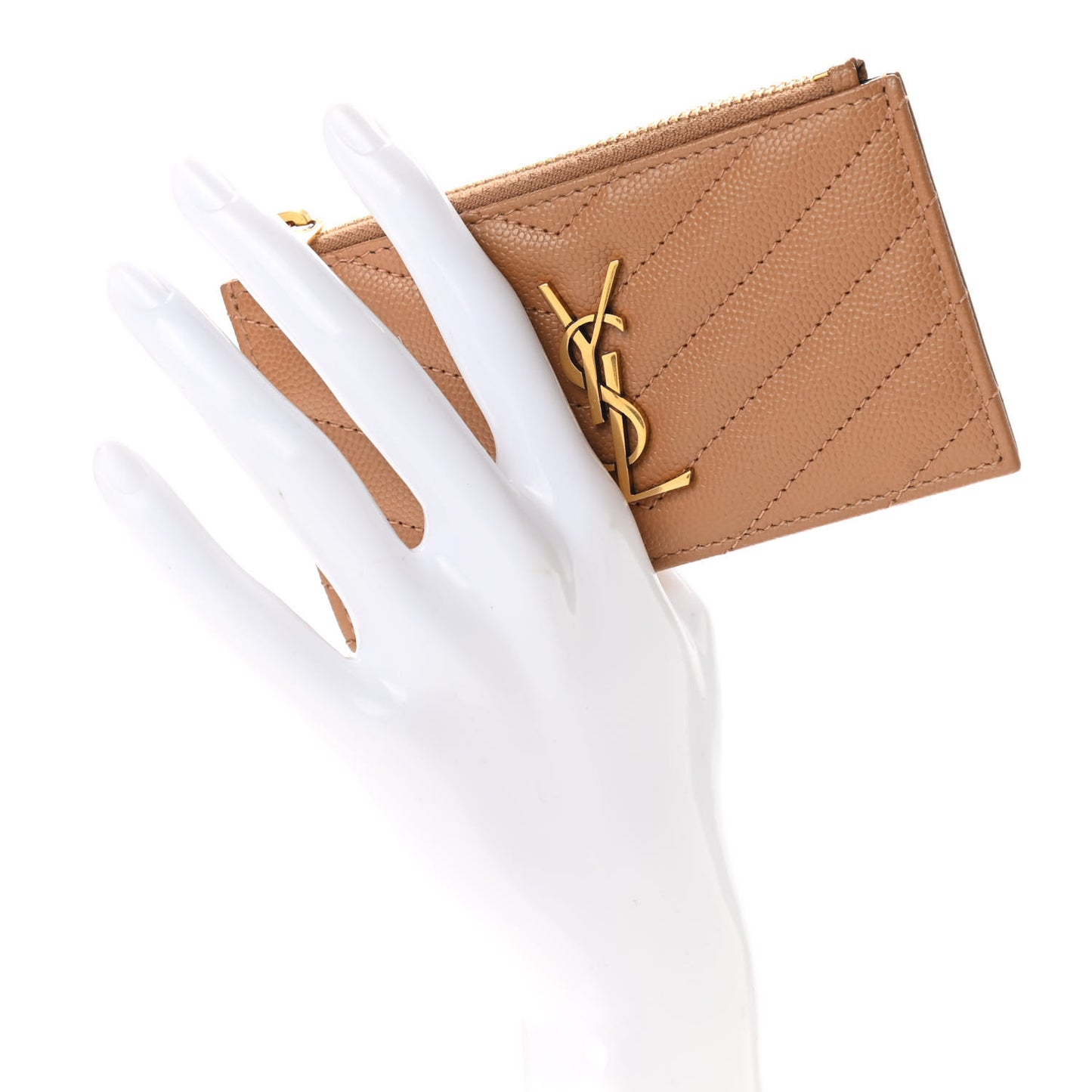 Grain De Poudre Matelasse Chevron Monogram Fragments Zippered Card Case Cork