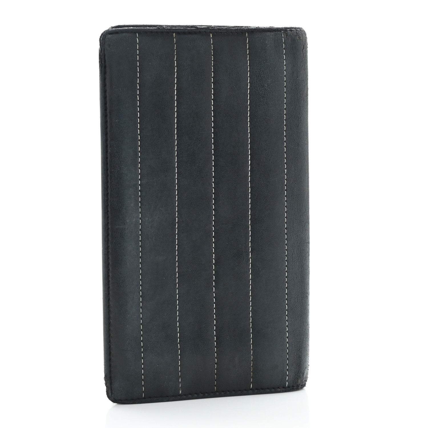 Chanel Lambskin Vertical Quilted Mademoiselle Yen Wallet Black 3 of 8