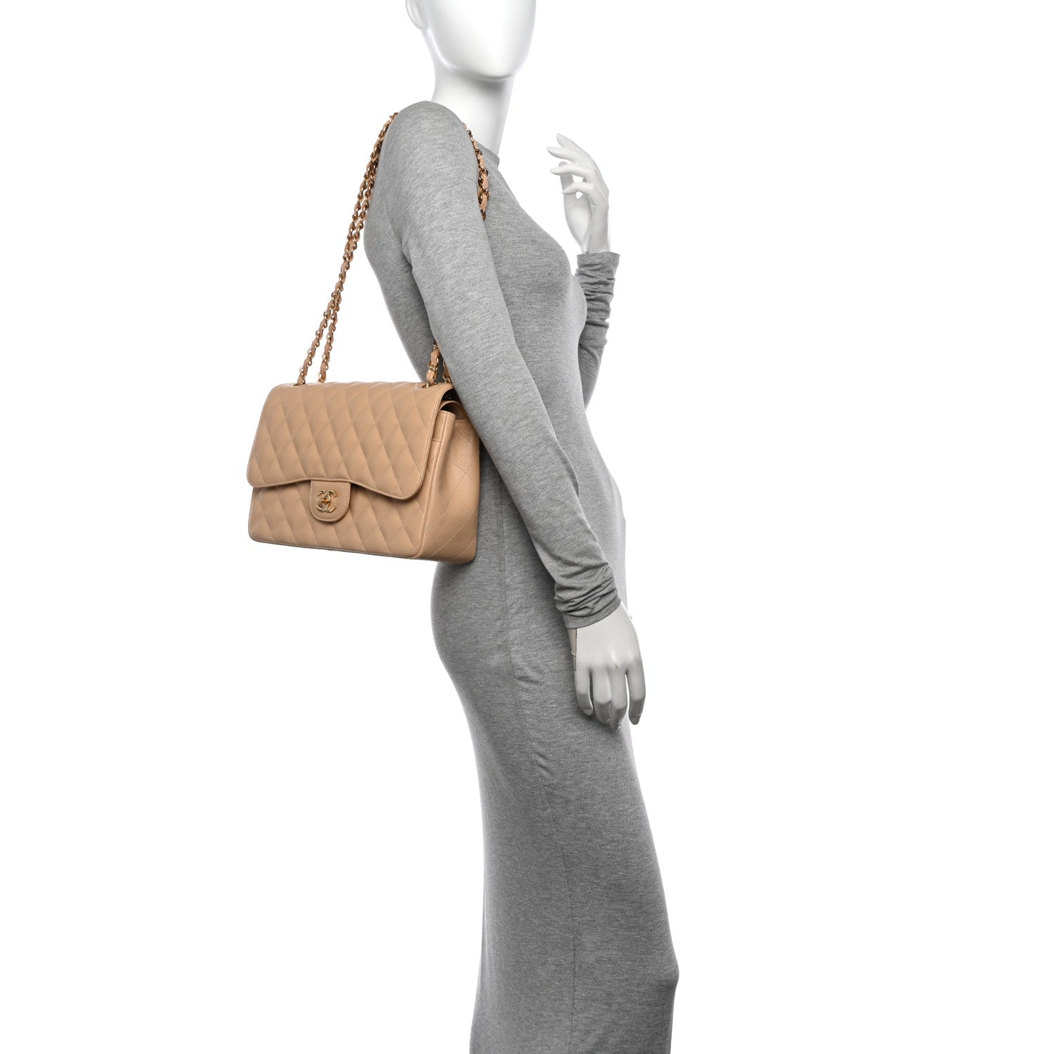Chanel Caviar Quilted Jumbo Double Flap Beige Clair 2 of 10