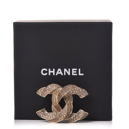 Chanel Crystal Twisted CC Brooch Gold Pale Pink 5 of 5