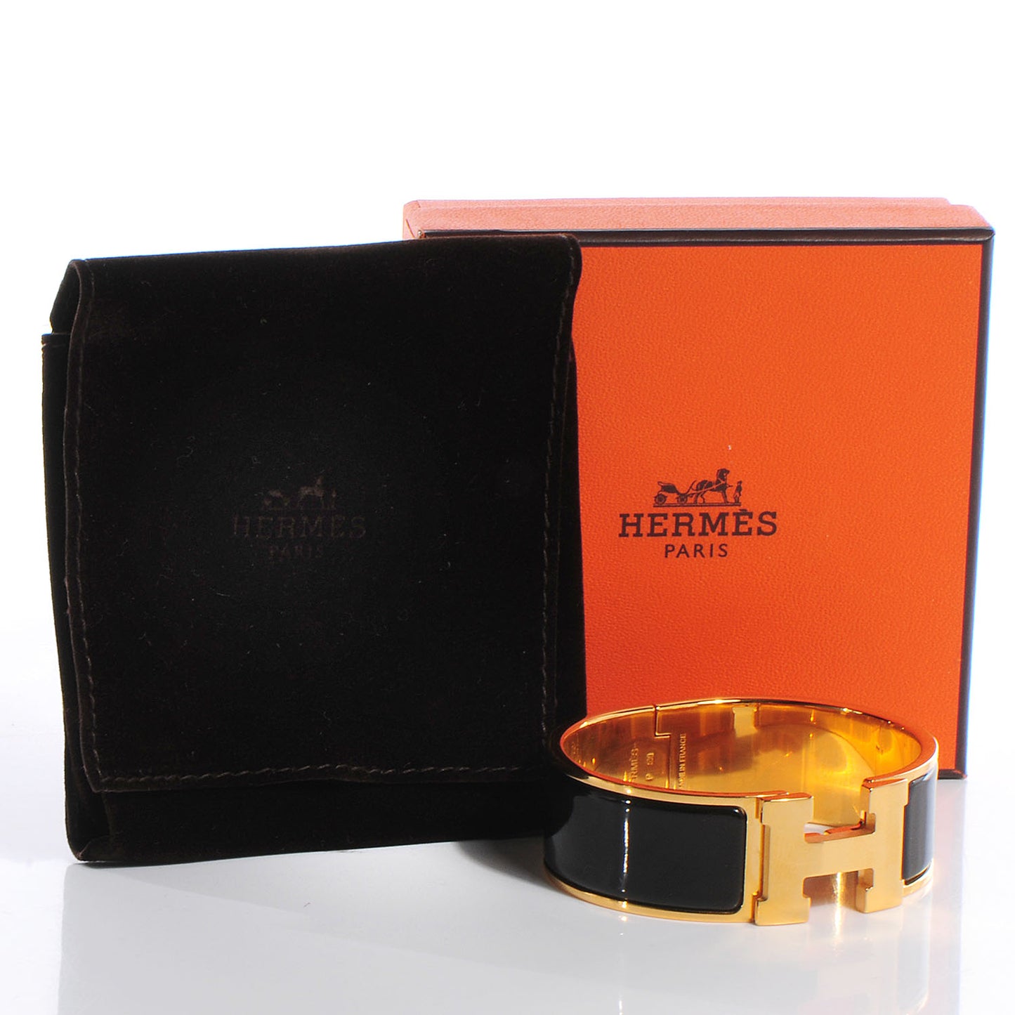 Enamel Wide Clic Clac H Bracelet PM Black