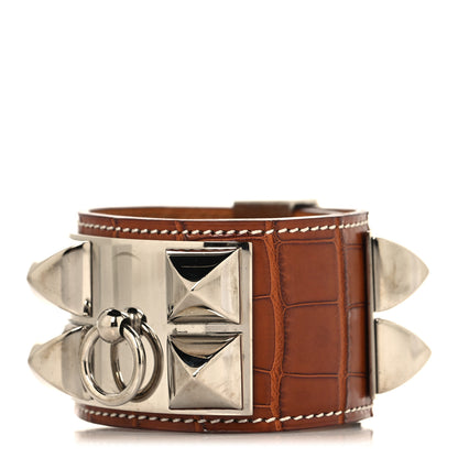 Hermes Shiny Alligator Collier De Chien CDC Bracelet S Fauve 1 of 6