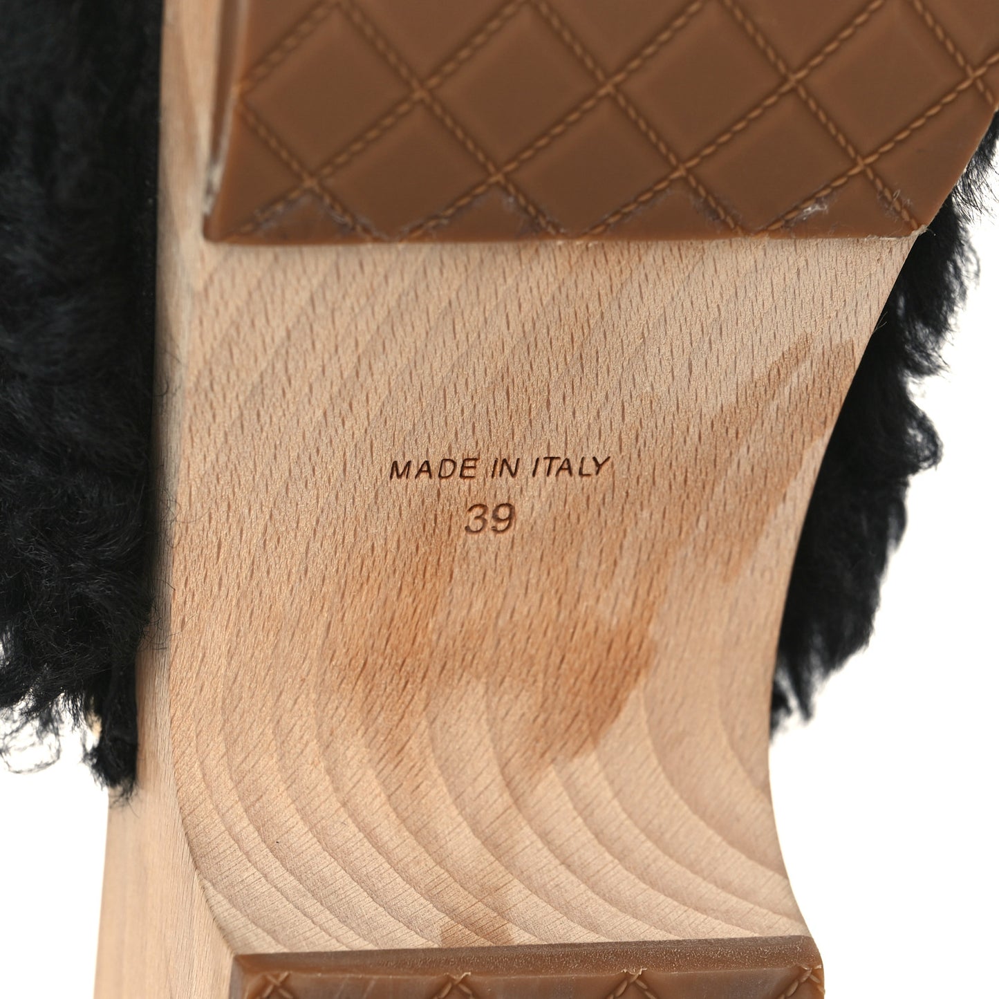 Shearling Lambskin Clogs 39 Black