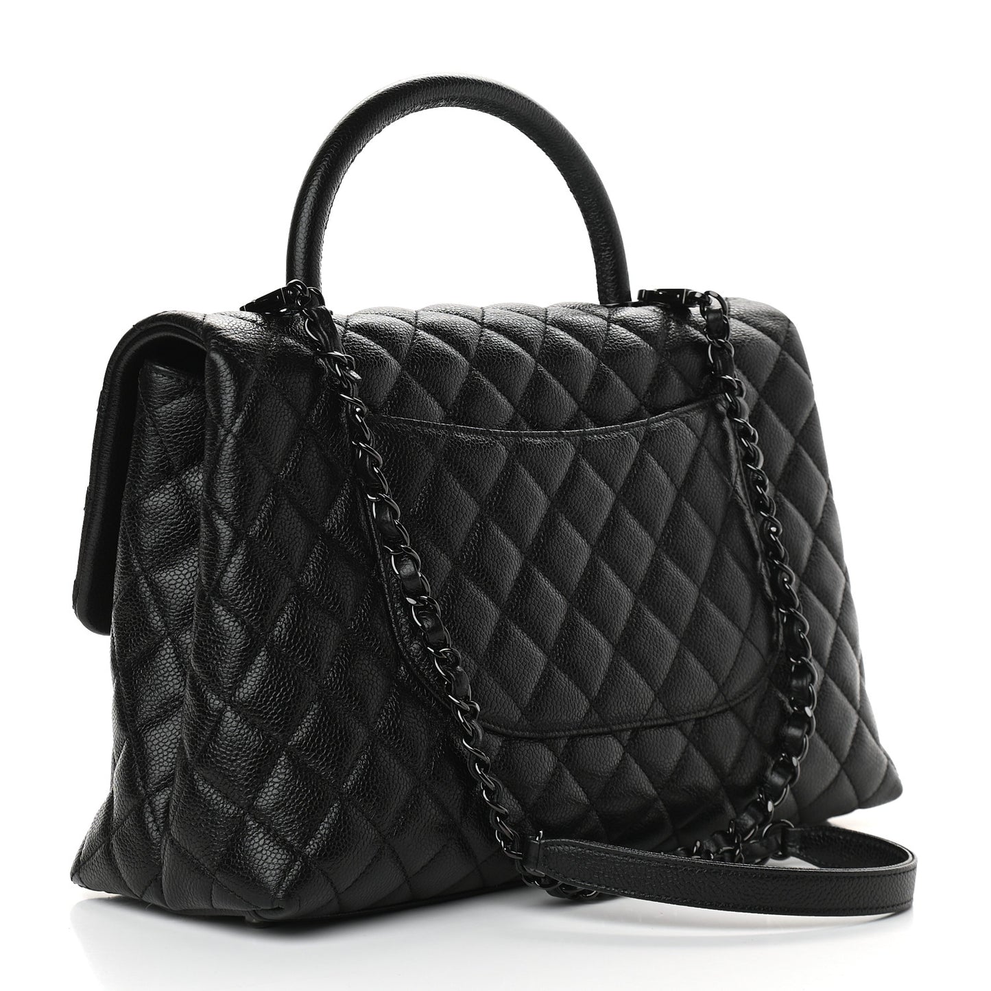 Caviar Quilted Medium Coco Handle Flap So Black