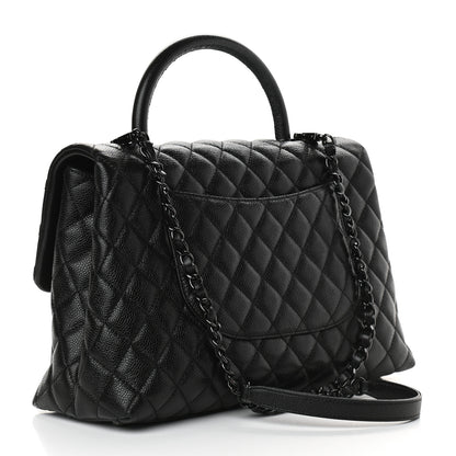 Chanel Caviar Quilted Medium Coco Handle Flap So Black 2 of 9