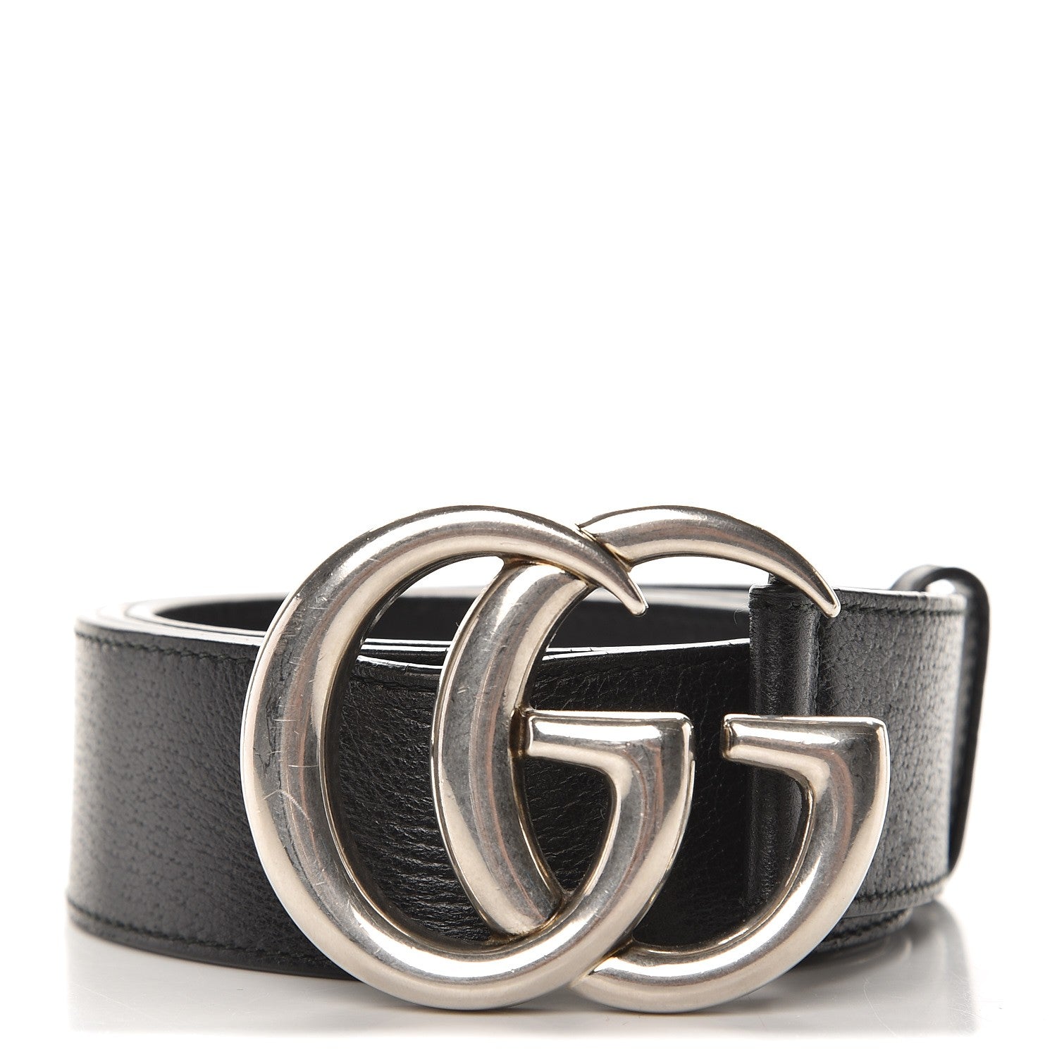 Gucci Textured Dollar Calfskin Nickel Double G 40mm Belt 85 34 Black 1 of 6