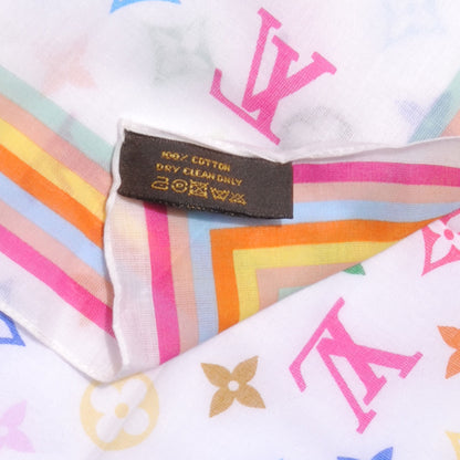 Louis Vuitton Cotton Monogram Multicolor Square Scarf White 5 of 5