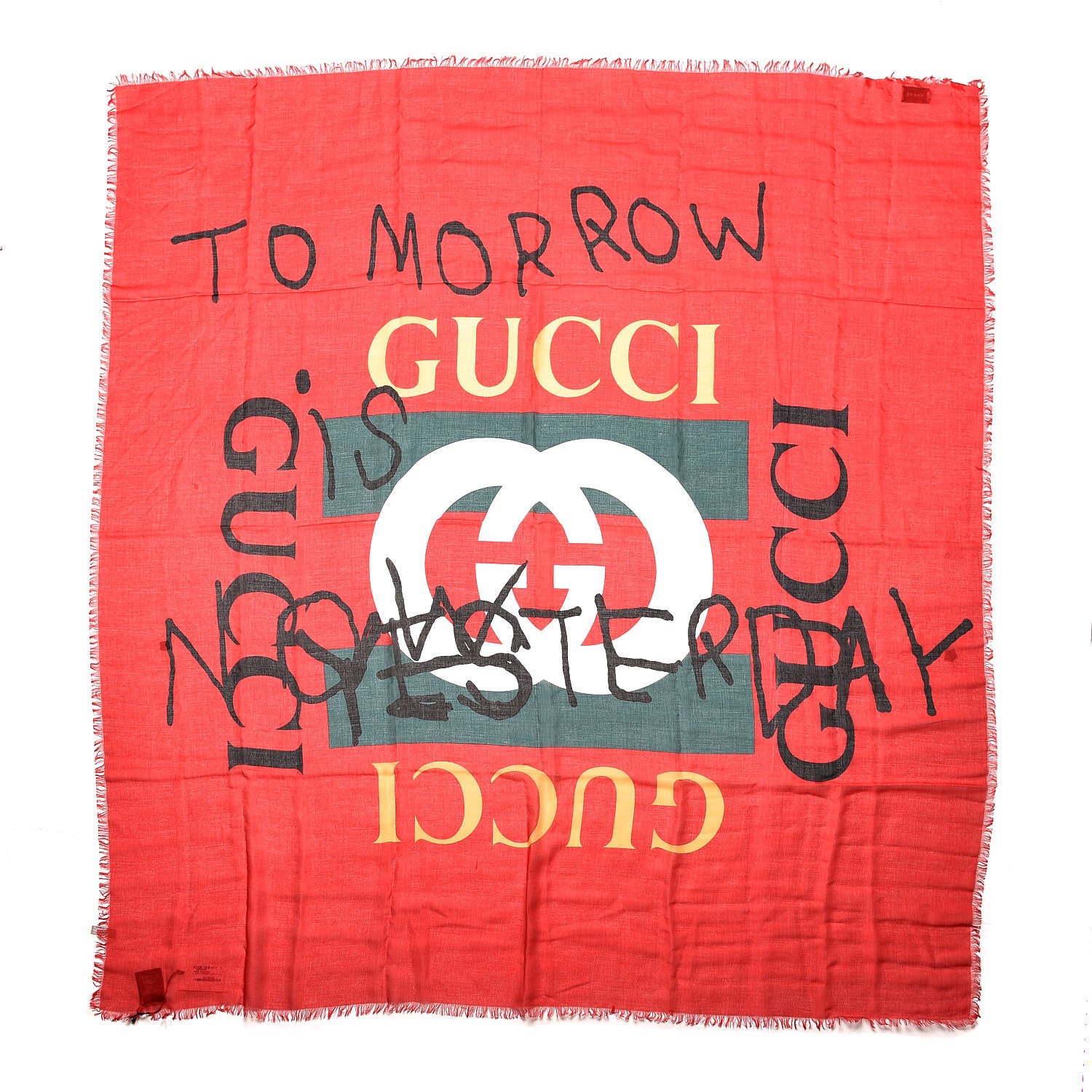 Gucci Modal Silk Coco Capitan Logo Square Scarf Flame 1 of 6