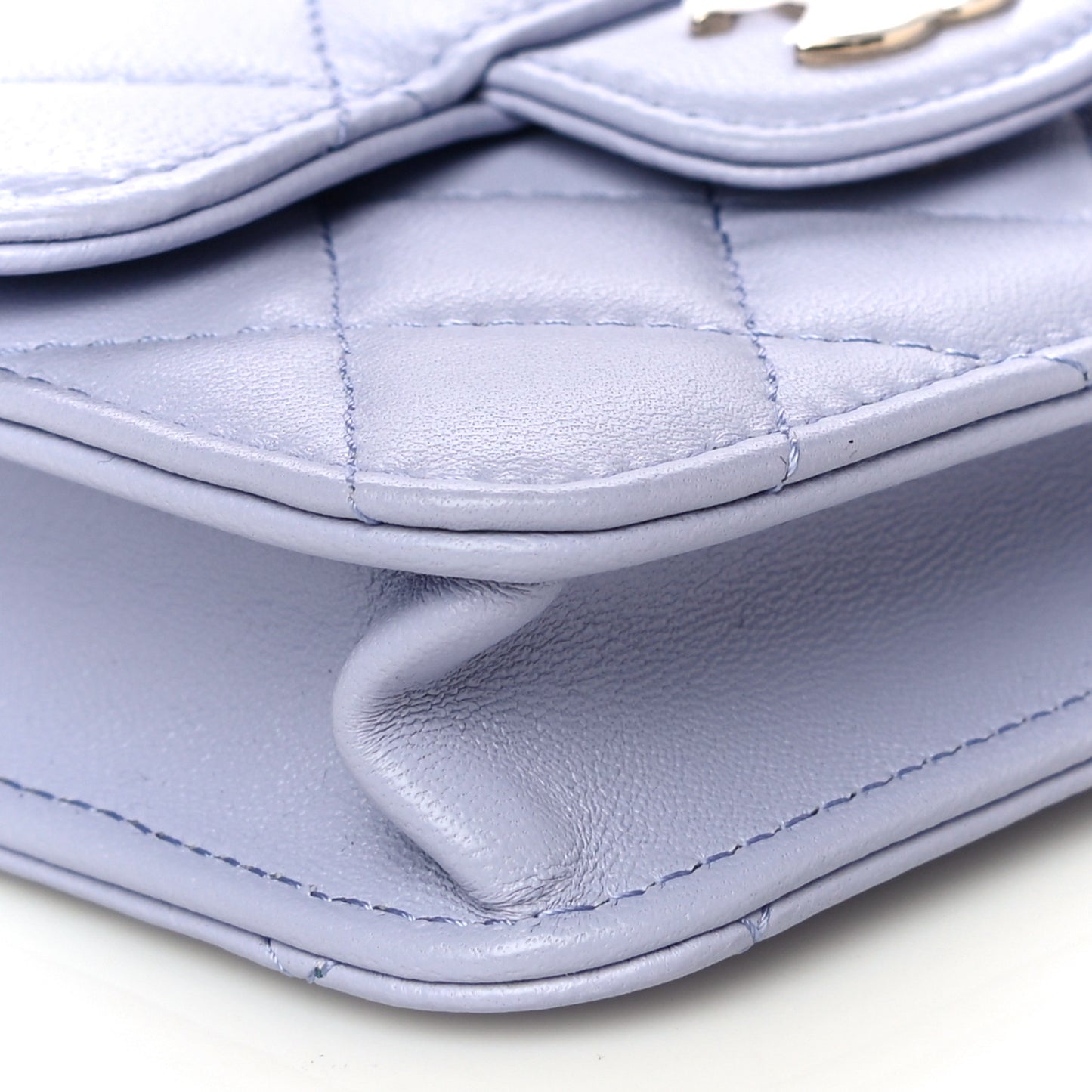 Lambskin Quilted Top Handle Flap Coin Purse With Chain Light Purple
