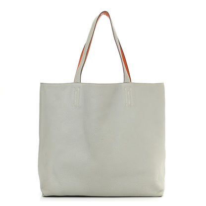Hermes Taurillon Clemence Double Sens 36 Reversible Tote Gris Perle Orange 3 of 15