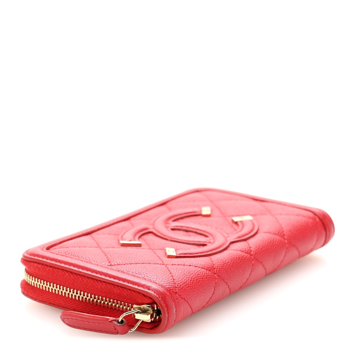 Chanel Caviar Quilted Medium Filigree Zip Around Wallet Dark Red 4 of 10