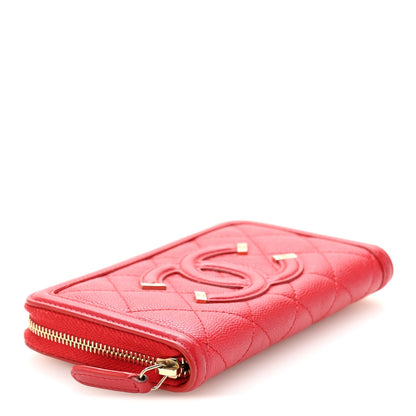 Chanel Caviar Quilted Medium Filigree Zip Around Wallet Dark Red 4 of 10