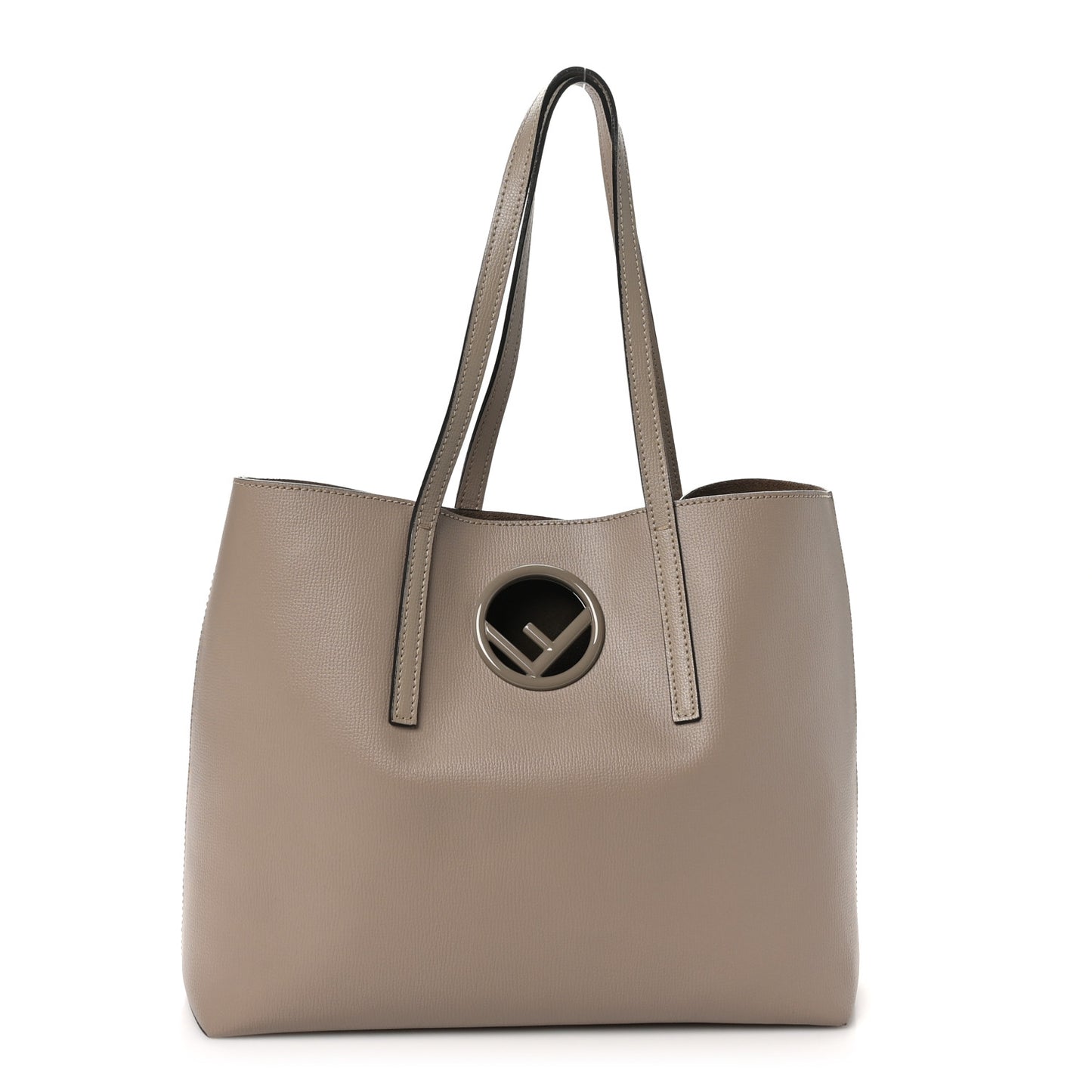 Vitello Vienna Enamel F is Fendi Shopping Tote Tortora Taupe