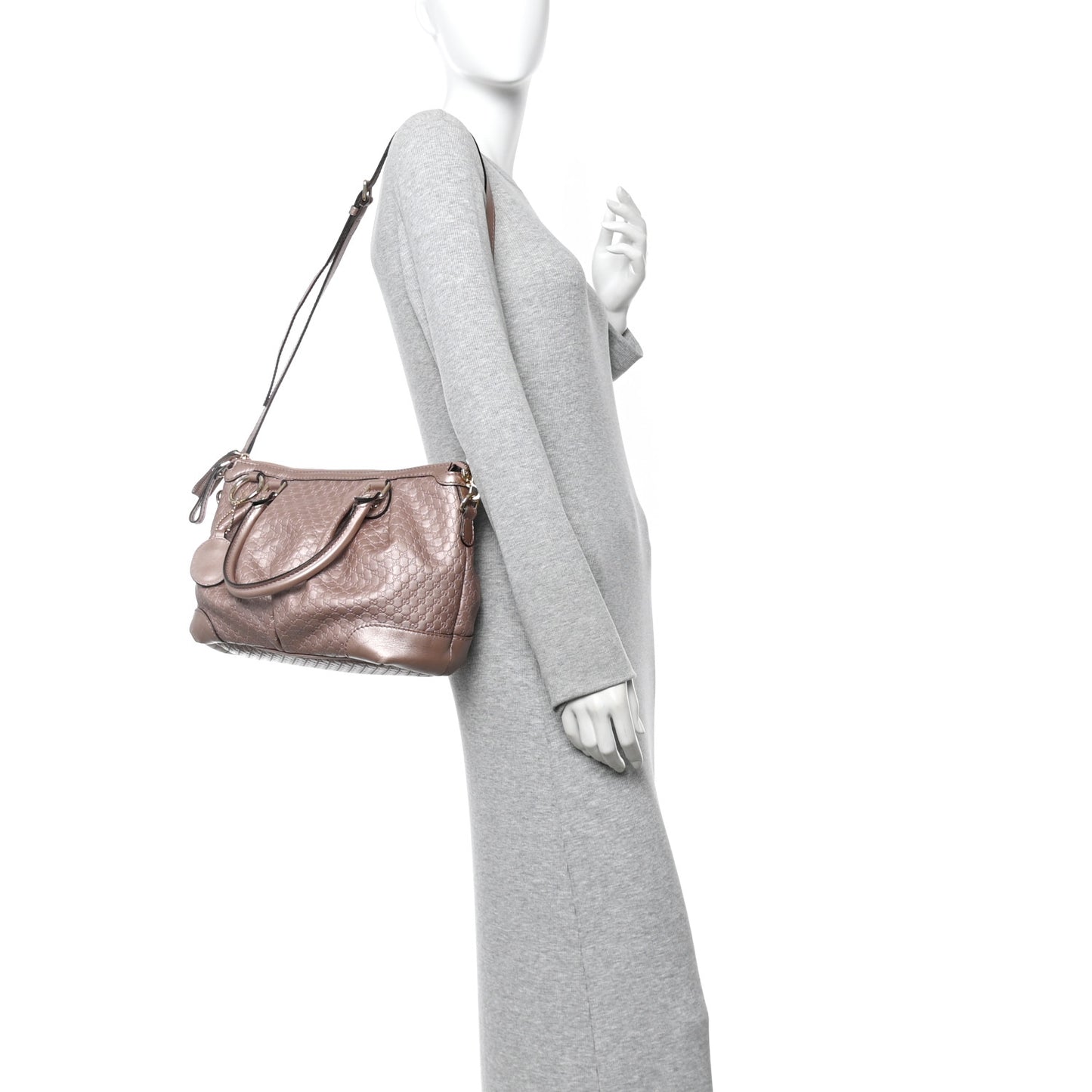 Metallic Microguccissima Medium Sukey Top Handle Bag Dark Cipria