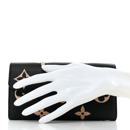 Louis Vuitton Monogram Empreinte Giant Sarah Wallet Black Beige 2 of 7