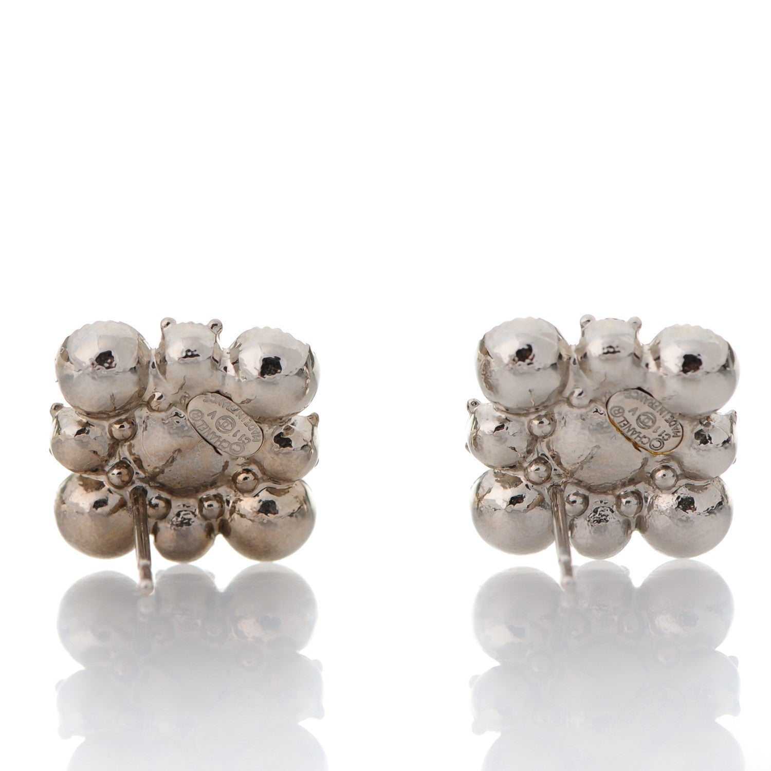 Chanel Crystal CC Earrings Silver 3 of 4