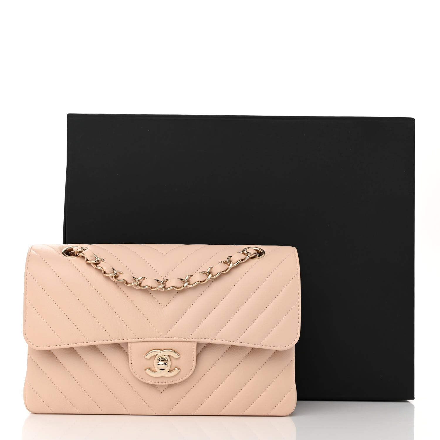 Chanel Caviar Chevron Quilted Small Double Flap Beige 11 of 11