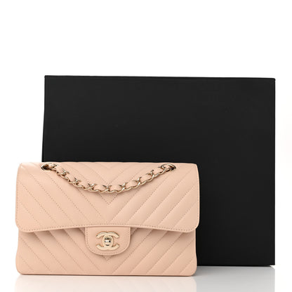 Chanel Caviar Chevron Quilted Small Double Flap Beige 11 of 11
