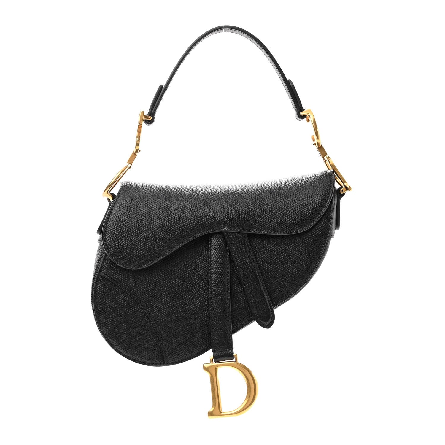 Christian Dior Grained Calfskin Mini Saddle Bag Black 1 of 10