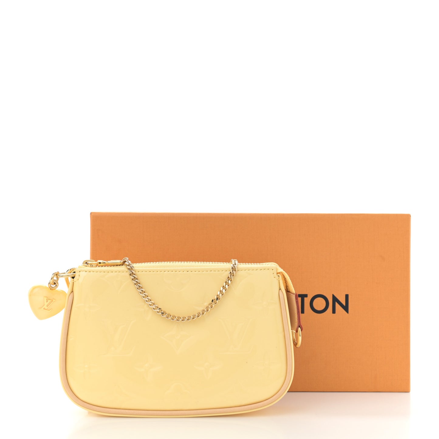 Metallic Vernis Valentine Mini Pochette Accessories Banana Fizz