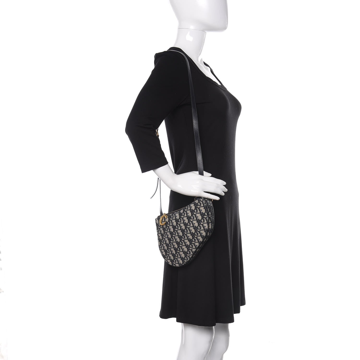 Christian Dior Oblique Saddle Pouch With Strap Navy Blue 2 of 9