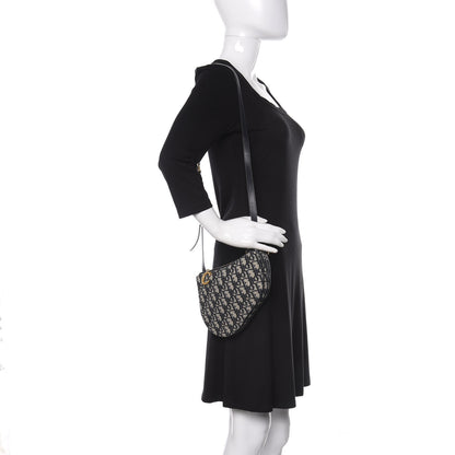 Christian Dior Oblique Saddle Pouch With Strap Navy Blue 2 of 9