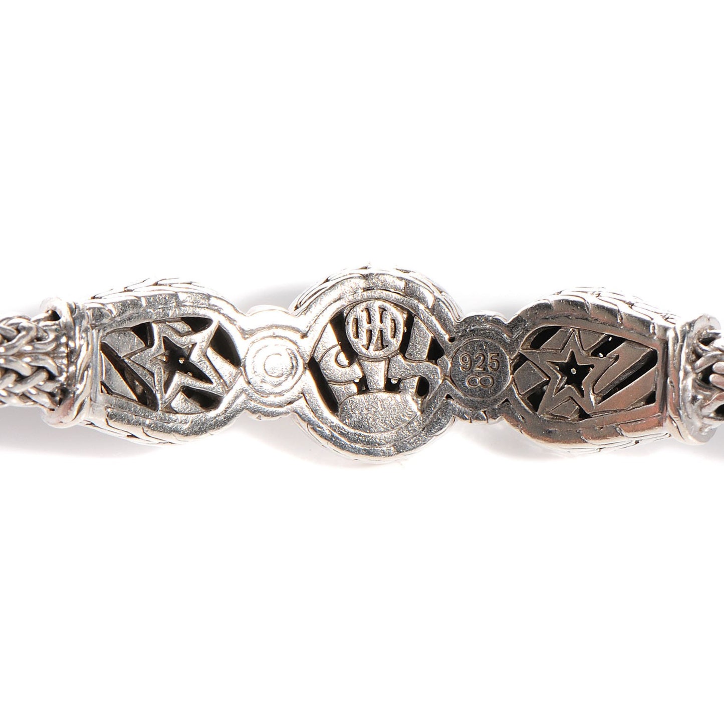 Sterling Silver Pave Diamond Round Trio Station Bracelet Medium