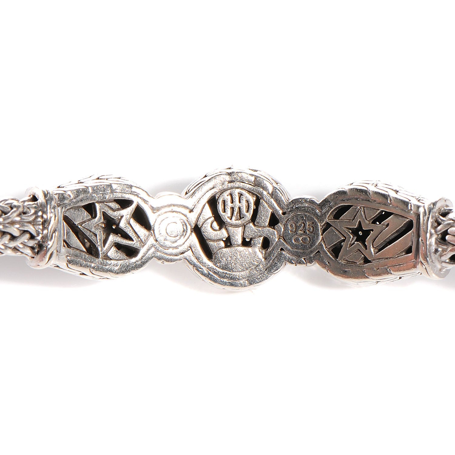 John Hardy Sterling Silver Pave Diamond Round Trio Station Bracelet Medium 4 of 5