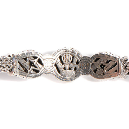 John Hardy Sterling Silver Pave Diamond Round Trio Station Bracelet Medium 4 of 5