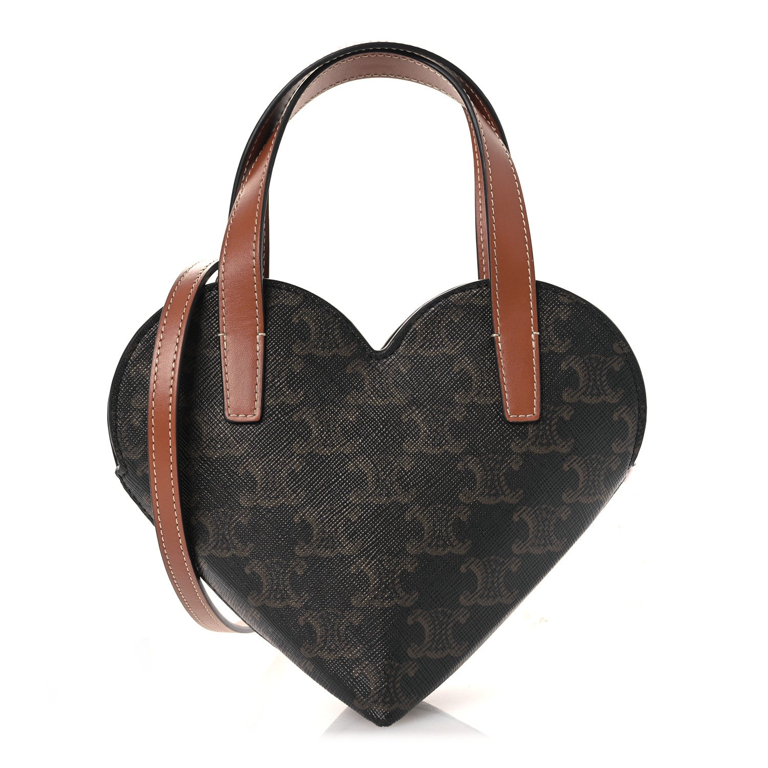 Celine Triomphe Canvas Calfskin Teen Couer Heart Bag Tan 1 of 11