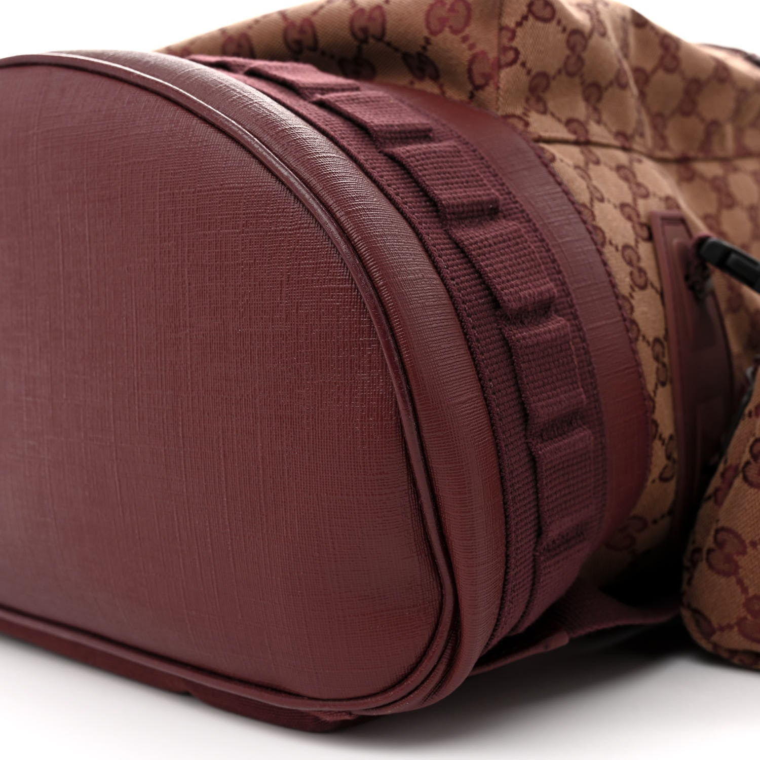 Gucci GG Monogram Script Logo Large Double Pocket Backpack Sahara Rubino Bordeaux 10 of 14