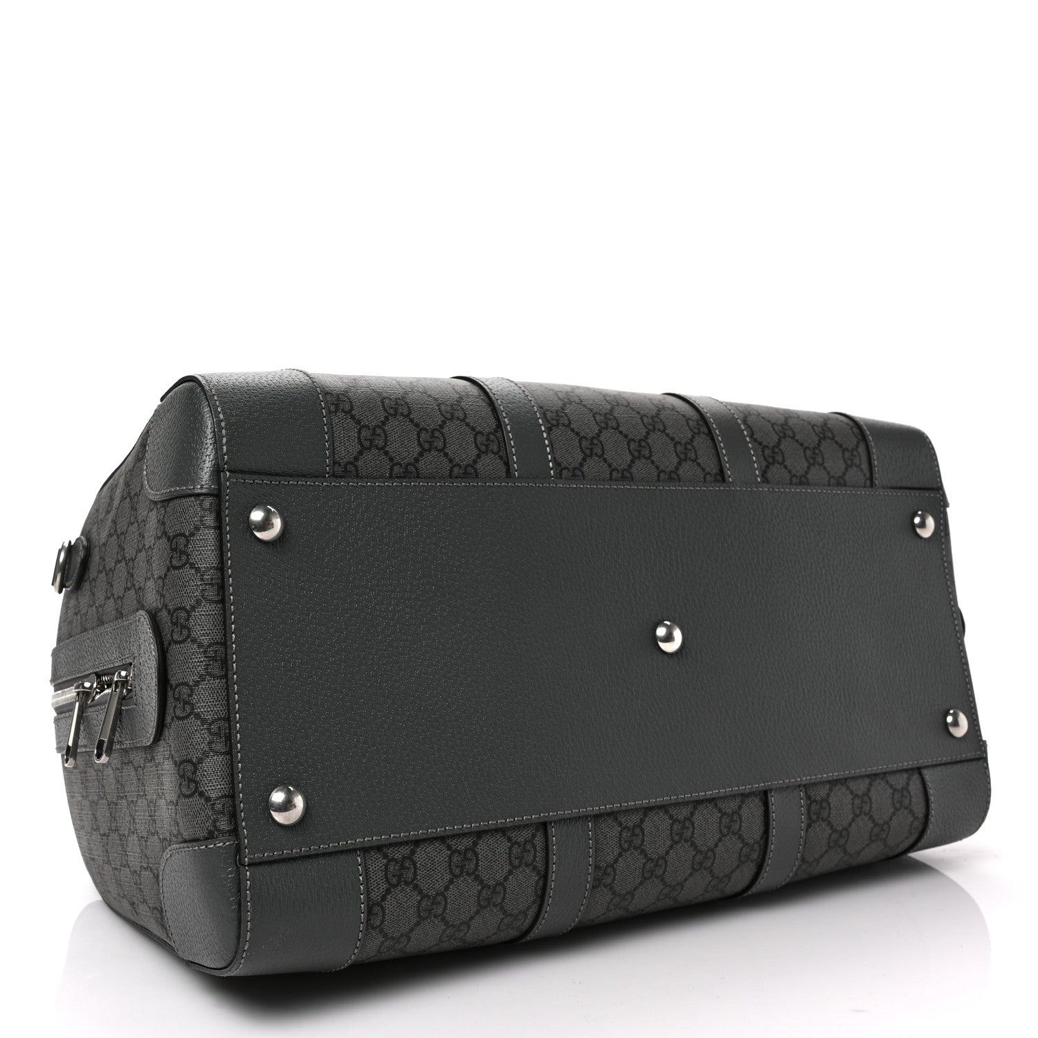 Gucci GG Supreme Monogram Textured Dollar Calfskin Medium Savoy Duffle Bag Grey Black Graphite Grey 4 of 8
