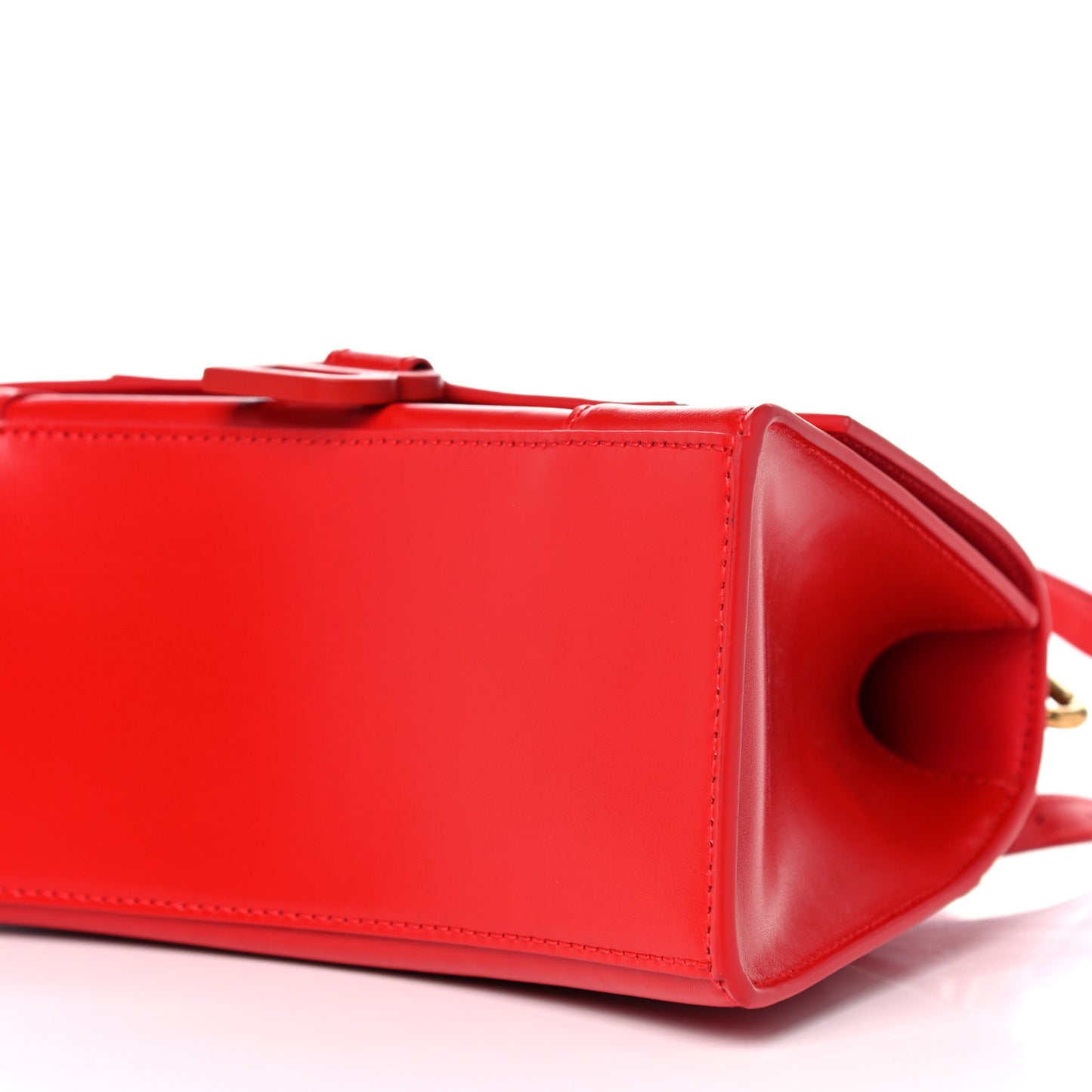 Shiny Box Calfskin Tonal B Small Hourglass Top Handle Bag Bright Red