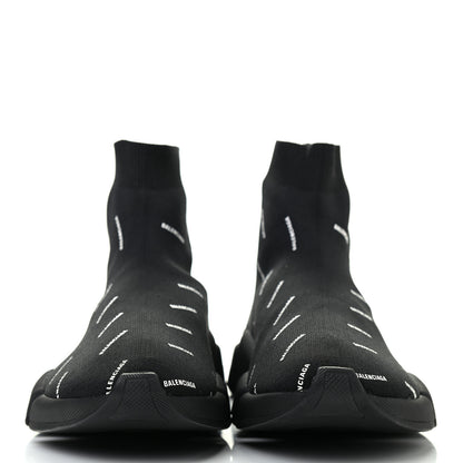 Balenciaga Technical 3D Recycled Knit Allover Logo Mens Speed 2.0 Sneakers 44 Monocolor Black White 2 of 7