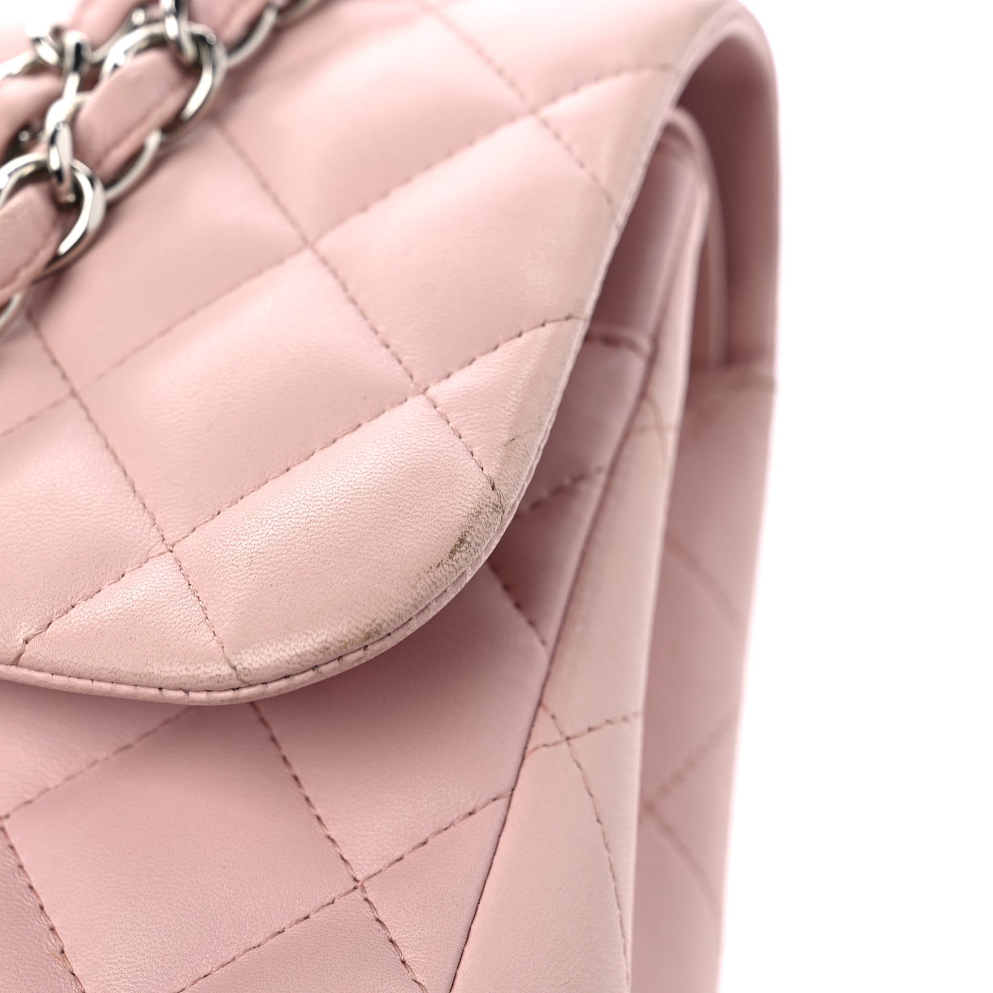 Lambskin Quilted Jumbo Double Flap Light Pink