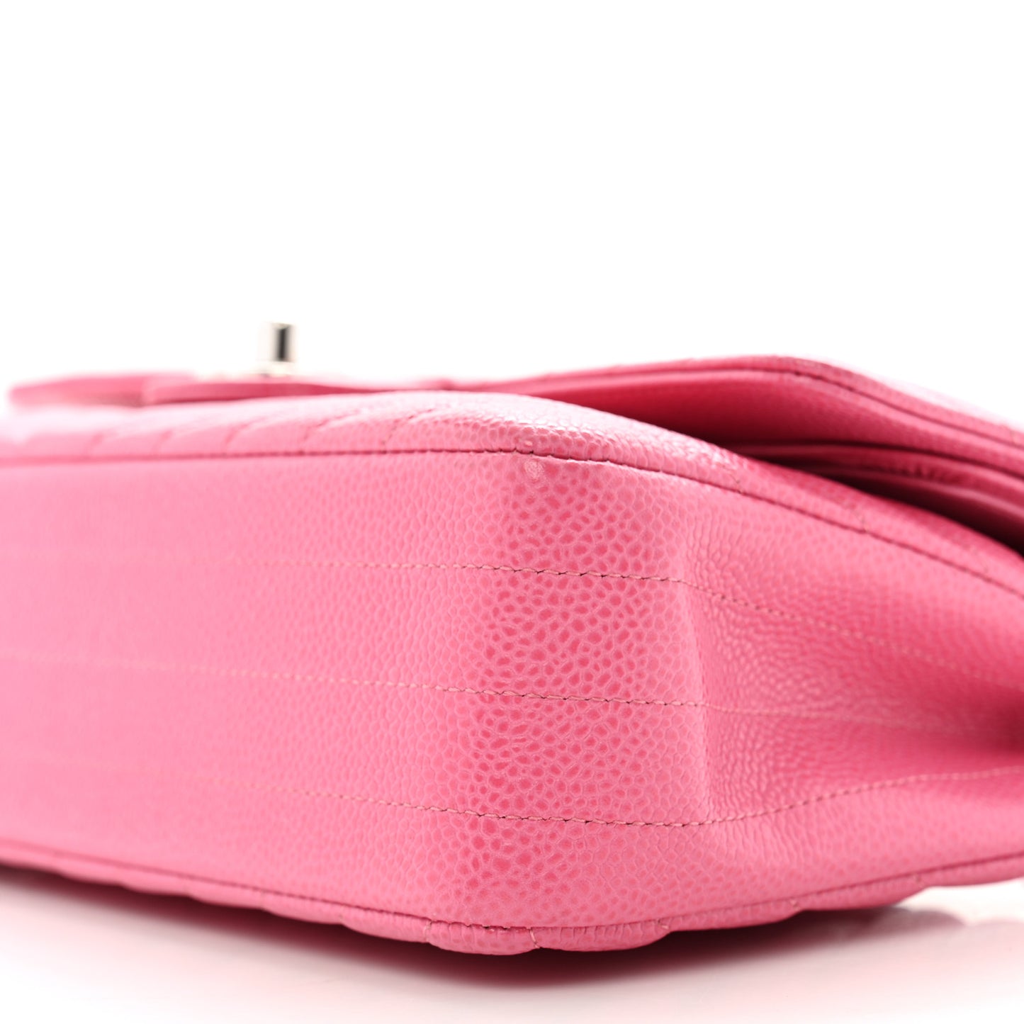Caviar Chevron Quilted Medium Double Flap Pink