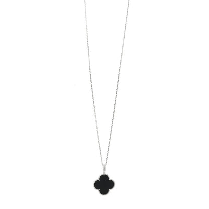 Van Cleef & Arpels 18K White Gold Black Onyx Magic Alhambra Pendant Necklace 1 of 6