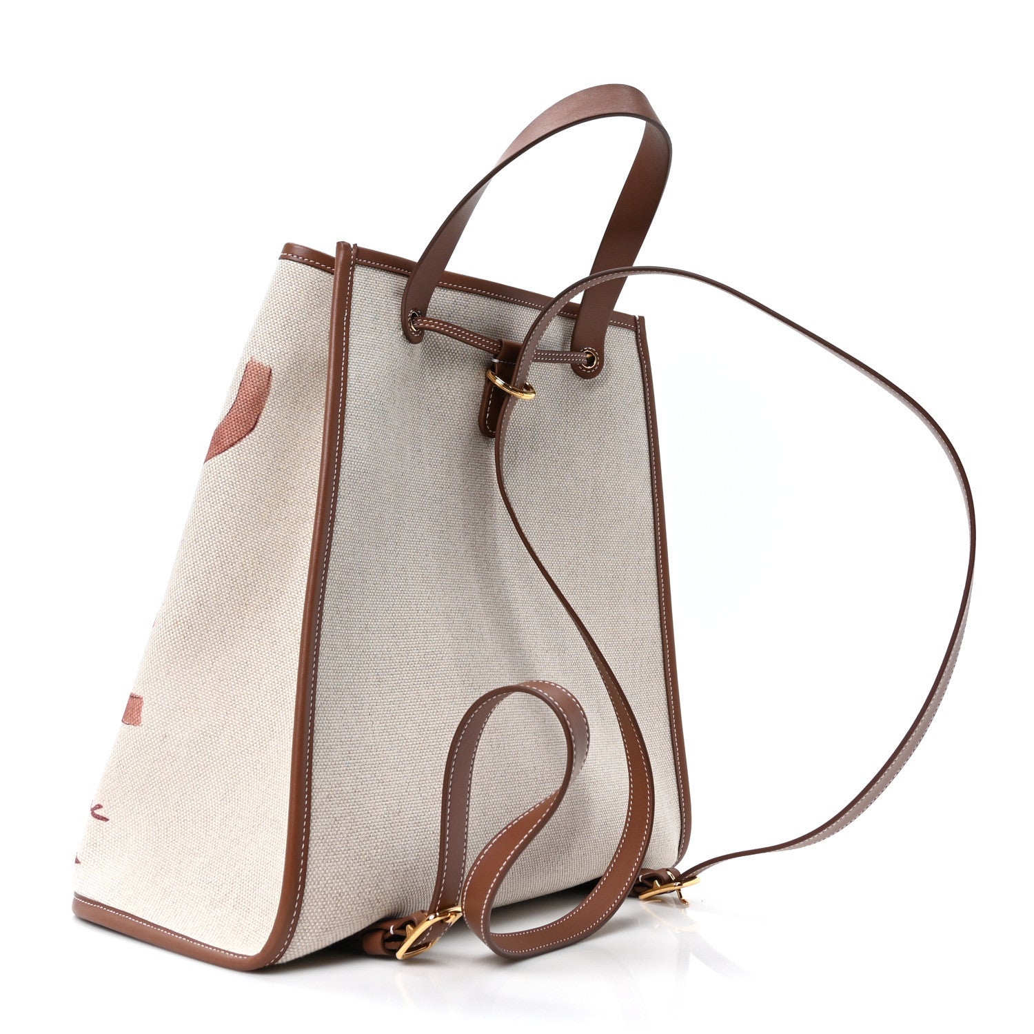 Loro Piana Cotton Canvas Laguna Backpack Natural Caramel Sugar Sun Gold 4 of 10