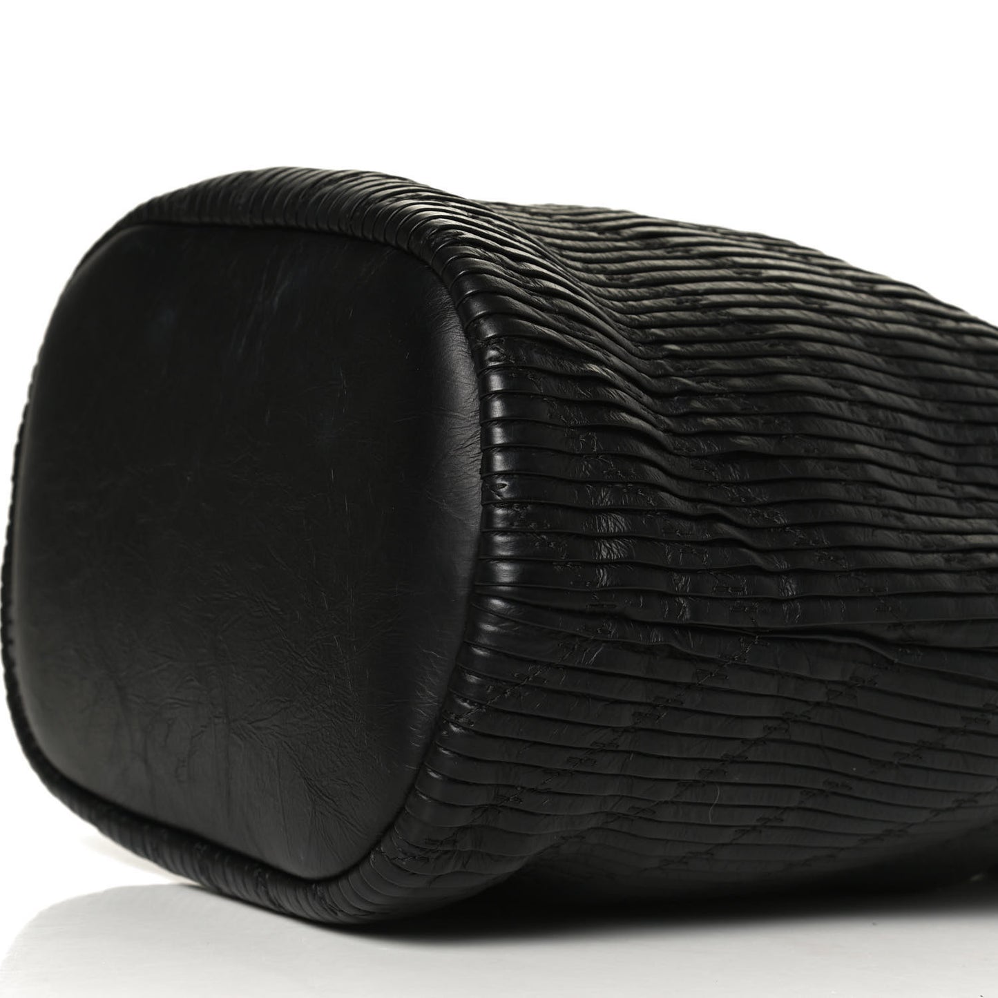 Iridescent Crumpled Calfskin Coco Pleats Drawstring Bag Black