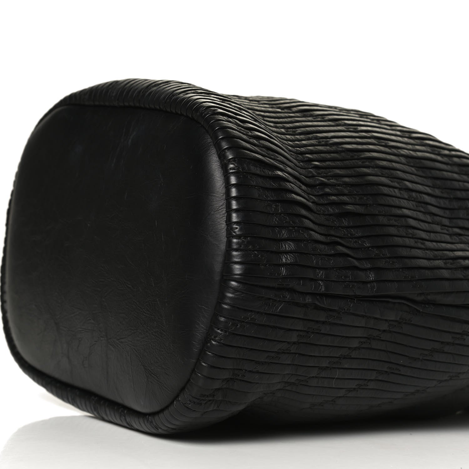 Chanel Iridescent Crumpled Calfskin Coco Pleats Drawstring Bag Black 10 of 12