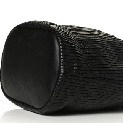 Chanel Iridescent Crumpled Calfskin Coco Pleats Drawstring Bag Black 10 of 12