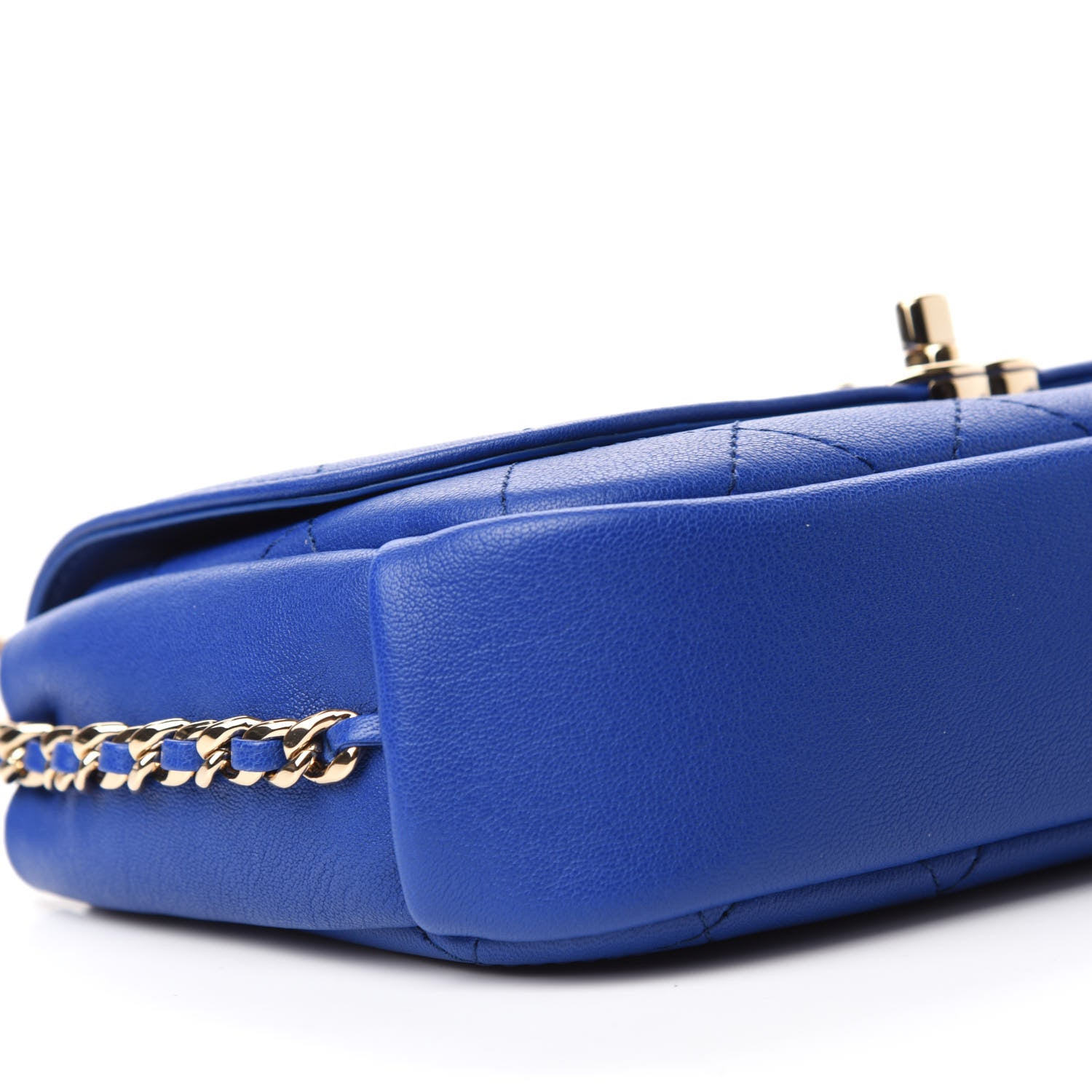 Chanel Goatskin Stitched Casual Trip Single Flap Royal Blue 6 of 11