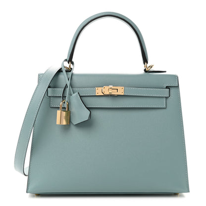 Hermes Madame Calfskin Kelly Sellier 25 Ciel 1 of 11