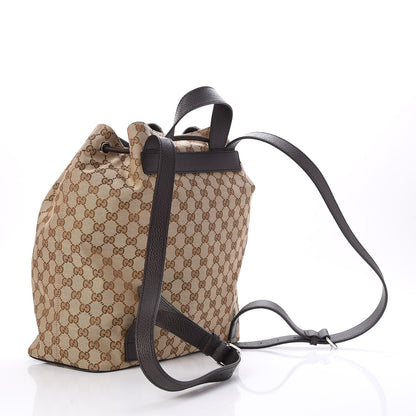 Gucci Monogram Dollar Calfskin O Drawstring Backpack Beige Ebony Testa di Moro Dark Chocolate 3 of 7
