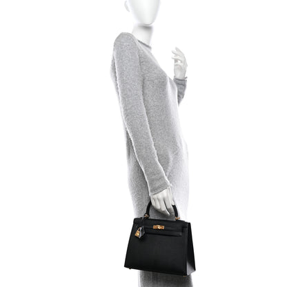 Hermes Chevre Mysore Horseshoe Kelly Sellier 25 Black 2 of 11