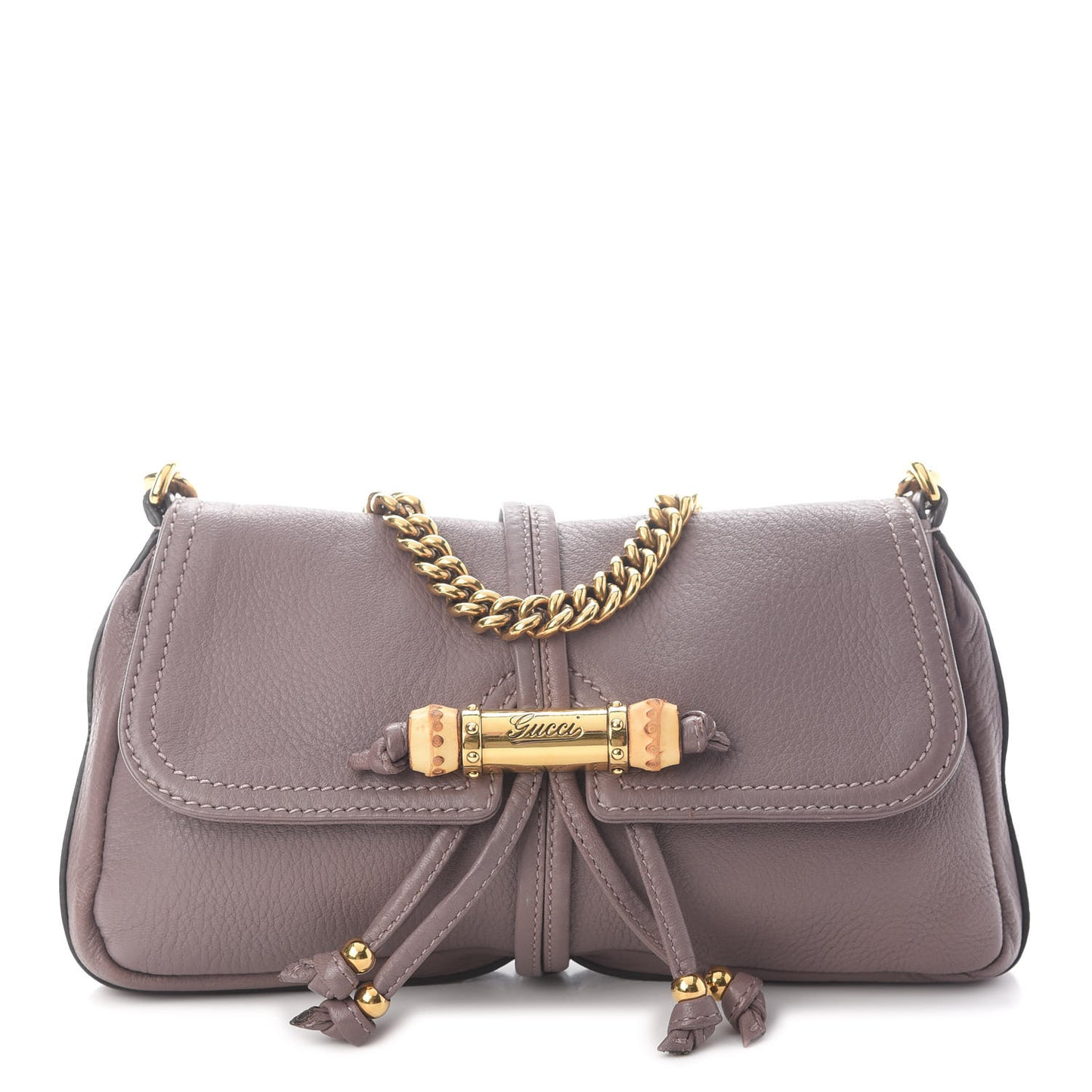 Calfskin Bamboo Croisette Evening Bag Mauve